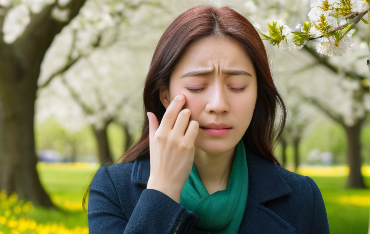눈 충혈 치료법 - A young adult, looking exhausted and wearing casual, modest clothing, sits in a dimly lit modern roo...